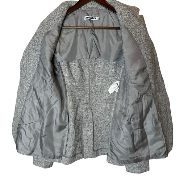 Jil Sander Linen Blend Tweed Two-Button Gray Blazer size 40 / US 4 - Picture 5 of 6